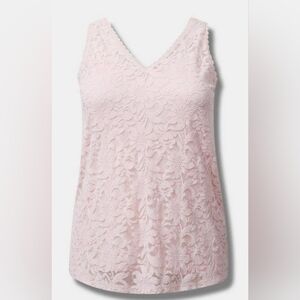 Torrid Size 1 Pink Stretch Lace V-neck Tank